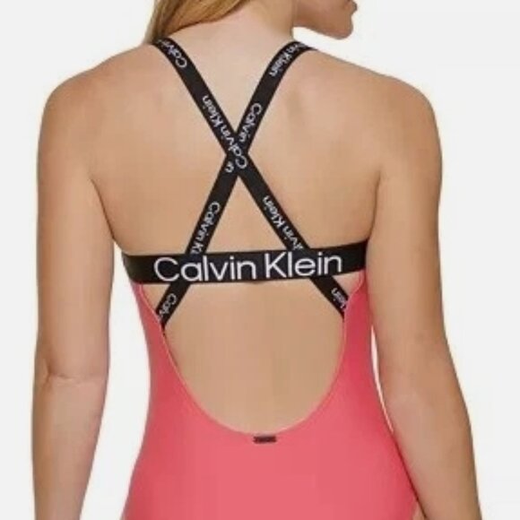 NWT! Calvin Klein Rose Crisscross One Piece Swimsuit NEW! - Picture 3 of 5